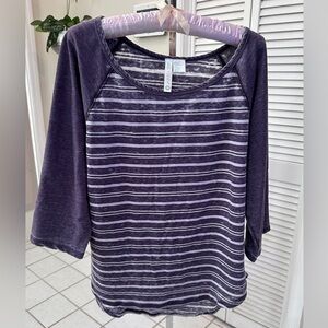 Purple Striped Women's Top Large by Brisas ,Career ,Casual, Soft Fabric,Cute